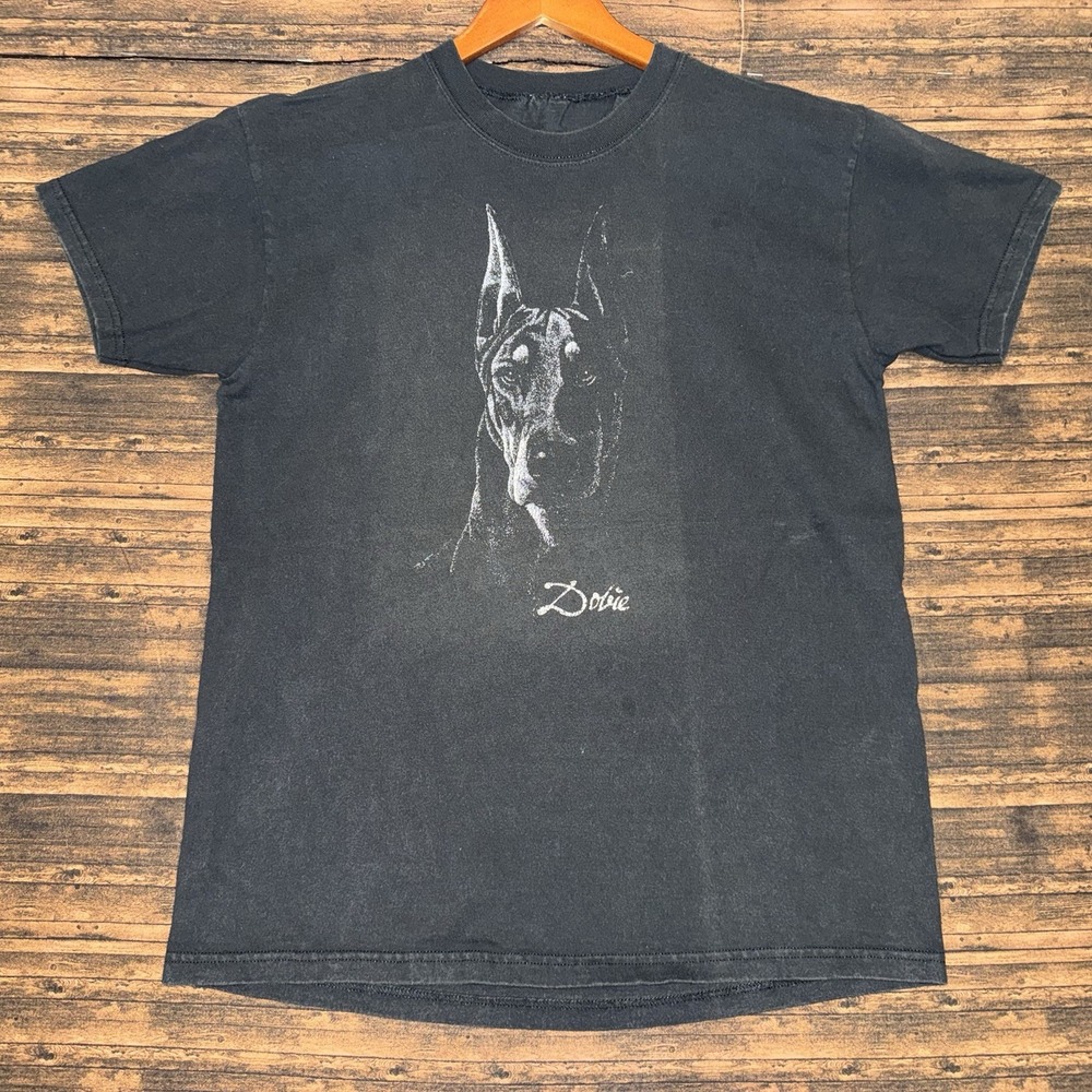 Doberman Black Graphic T Shirt "Dobie" Men's Small/Medium Streetwear Grunge